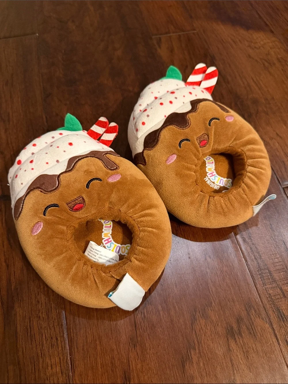 Squishmallows Brown, White & Red Cupcake Plush Kids Slippers